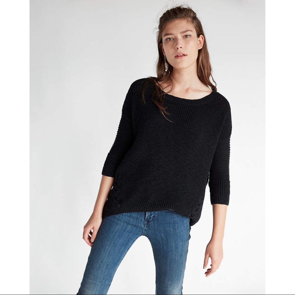 EXPRESS SIDE LACE-UP TUNIC SWEATER